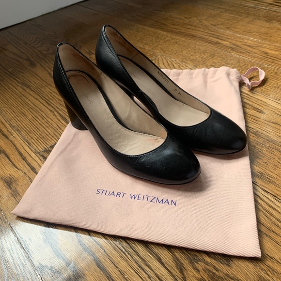 Stuart Weitzman Black Leather Heel - Picture 1 of 9